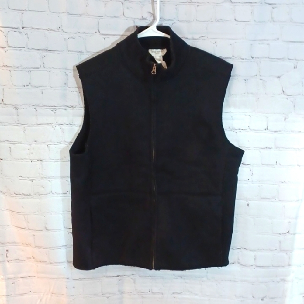 Jones NewYork Thick‎ Black Suede Look  Fleece  L Vest